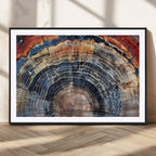 Tree Rings Wall Art Canvas Print, Framed Petrified Wood Art, Modern Rustic Decor