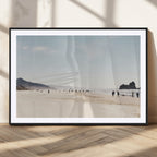 Minimalist Beach Wall Art Canvas Print, Framed Coastal Serenity Soft Sand