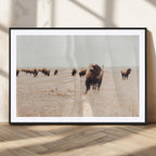 Bison Herd Wall Art Canvas Print, Framed Western Prairie Serenity