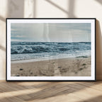 Ocean Wall Art Canvas Print, Framed Moody Seascape with Waves and Horizon