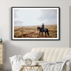 Cowboy Wall Art Canvas Print, Framed Western Rustic Ranch Scene