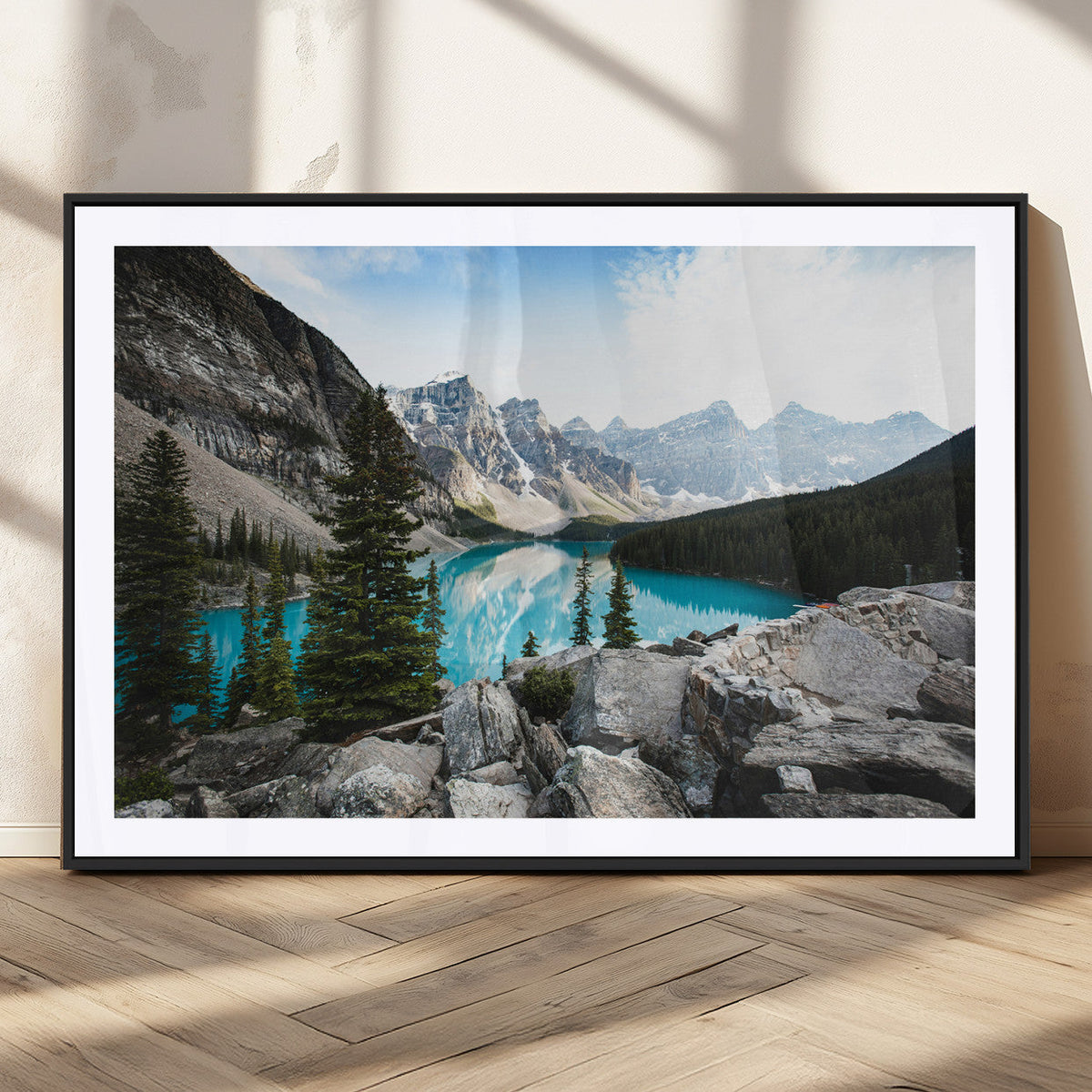 Canadian Rockies Wall Art Canvas Print, Framed Mountain Landscape with Turquoise Water