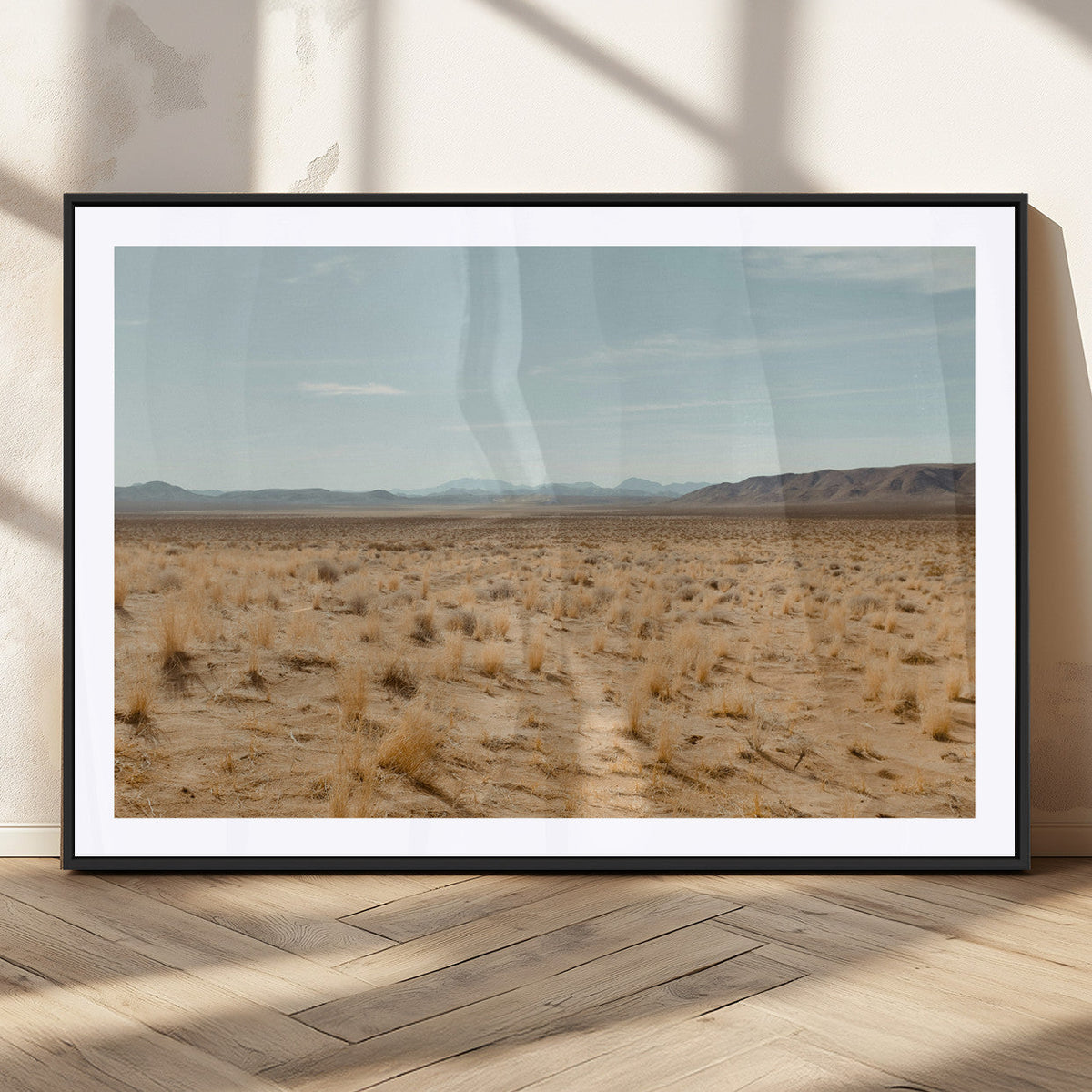 Desert Plains Wall Art Canvas Print, Golden Light Over Dry Grass and Open Horizon