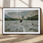 Wild Bison Wall Art Canvas Print, Majestic Mountain Pines and Misty Wilderness