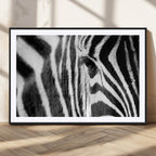 Zebra Stripes Wall Art Canvas Print, Black and White Close Up Wildlife Pattern