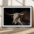 Texas Longhorn Bull Canvas Wall Art, Rustic Western Farmhouse Decor