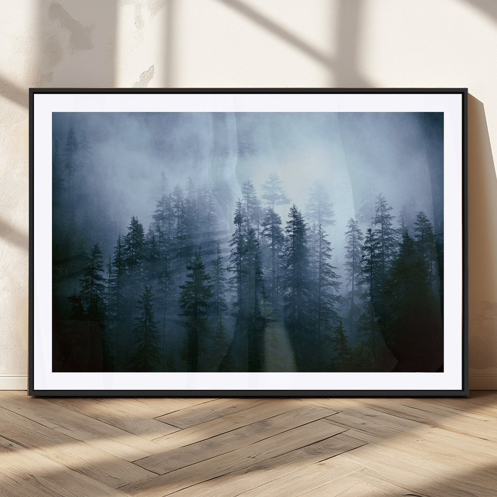 Foggy Pines Misty Forest Wall Art Print