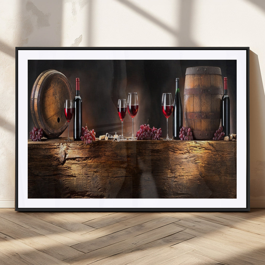 Wine and Barrels Wall Art Canvas Print