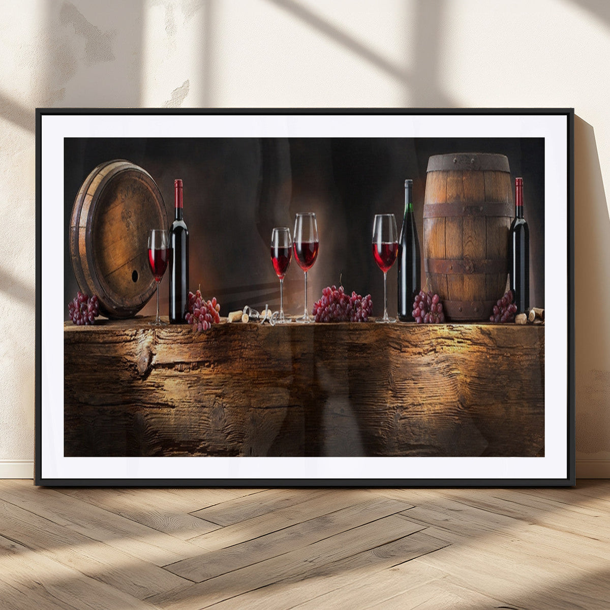 Wine and Barrels Wall Art Canvas Print