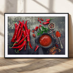 Red Chili Peppers Wall Art Kitchen Artwork Canvas Print
