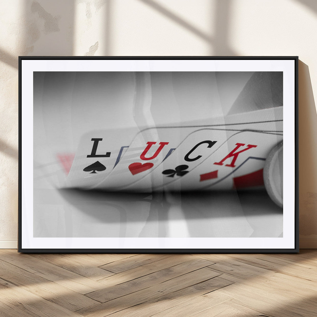 Framed Lucky Poker Cards Canvas | Modern Triptych Wall Art for Game Rooms