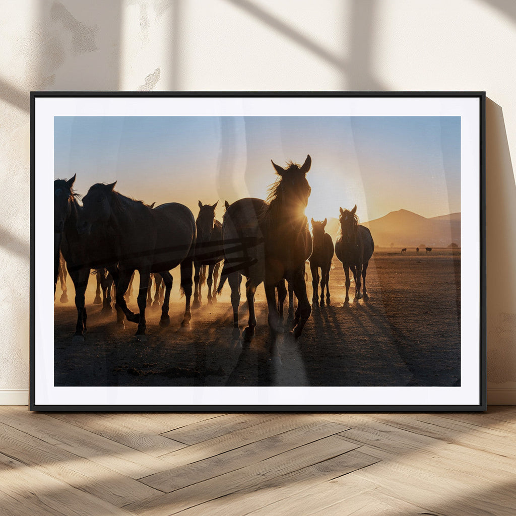 Horse Herd Wall Art Animal Canvas Print