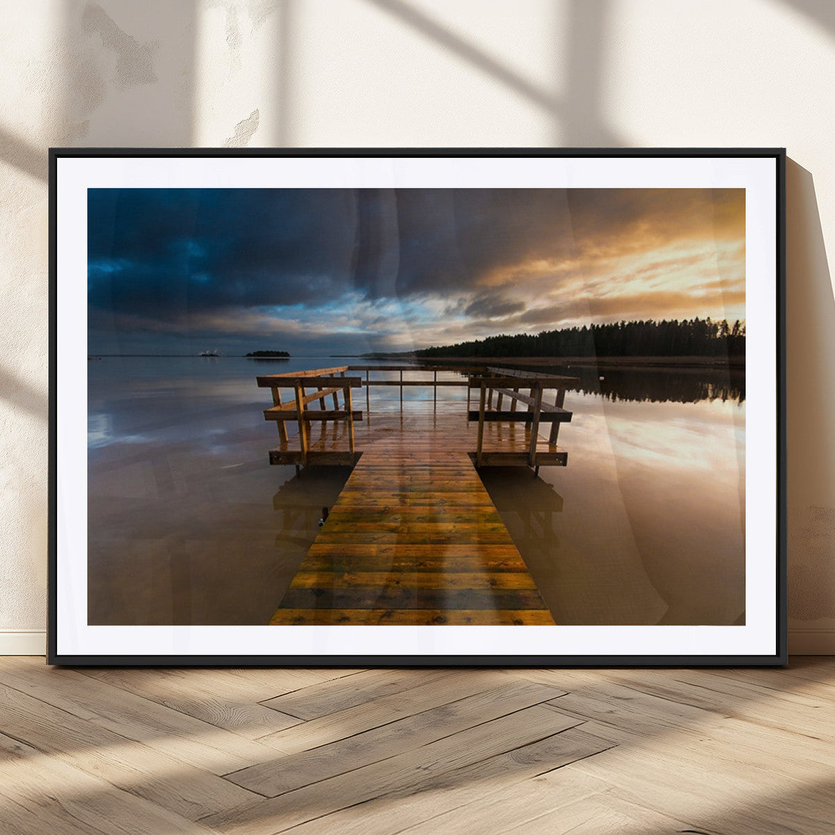 Serene Lake Pier at Sunset Canvas Print | Landscape Wall Art | Ready to Hang