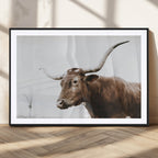Rustic Bull Wall Art Canvas Print, Modern Longhorn Farmhouse Animal Decor