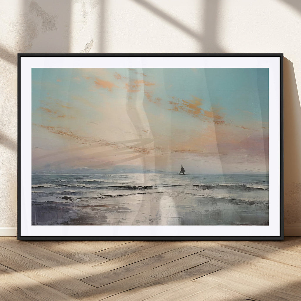 Abstract Ocean Wall Art, Boat Wall Art Canvas Print