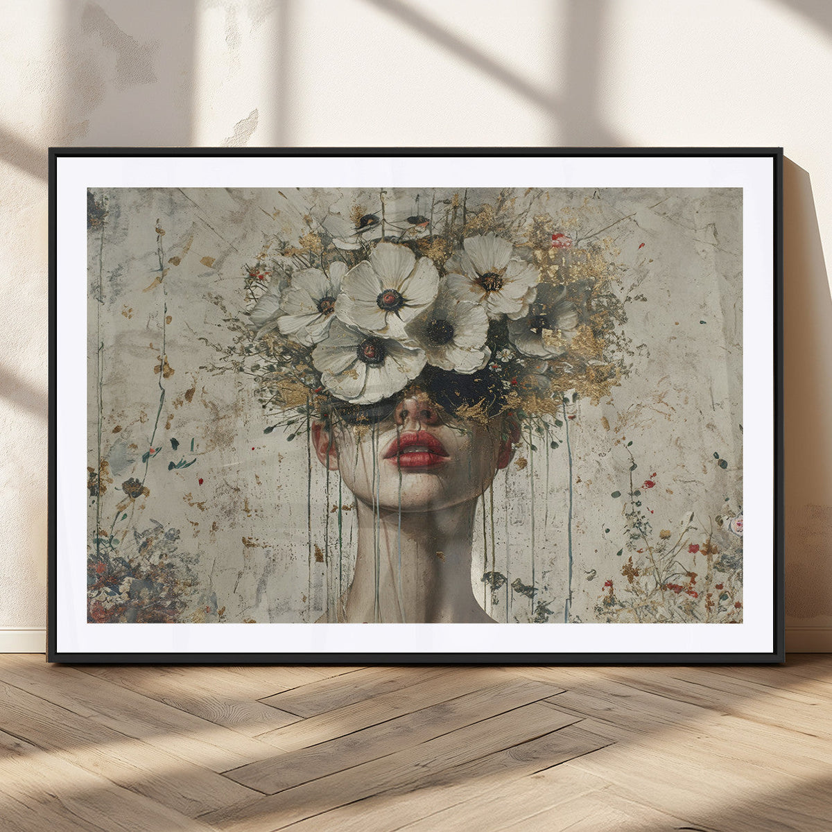 Abstract Floral Women Pastel Wall Art Canvas Print