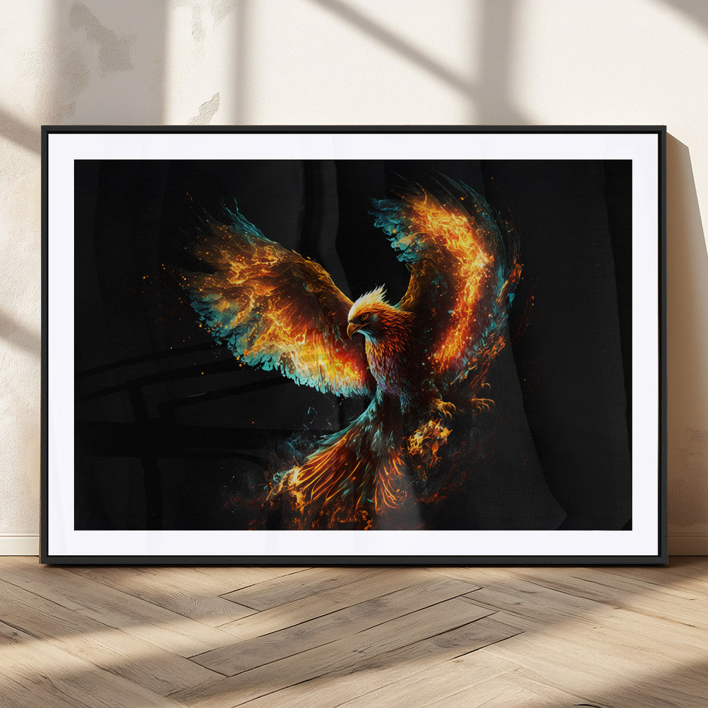 Fiery Phoenix Canvas Print | Ready to Hang Wall Art | Bold Fantasy Decor