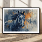 Abstract Blue Horse Wall Art Print Canvas | Western Horse Wall Art for Farmhouse Decor