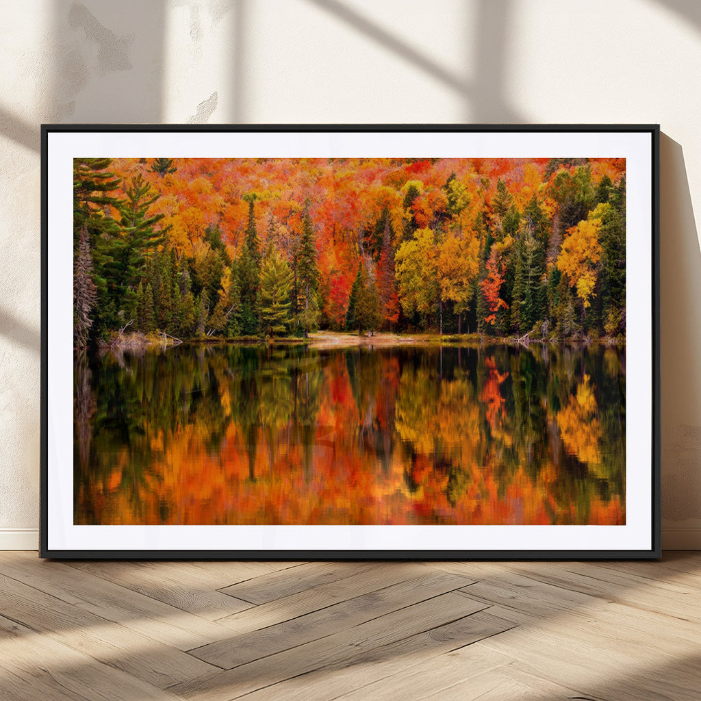 Forest Reflection Art | Autumn Forest Reflection Wall Art | Triptych Canvas Print