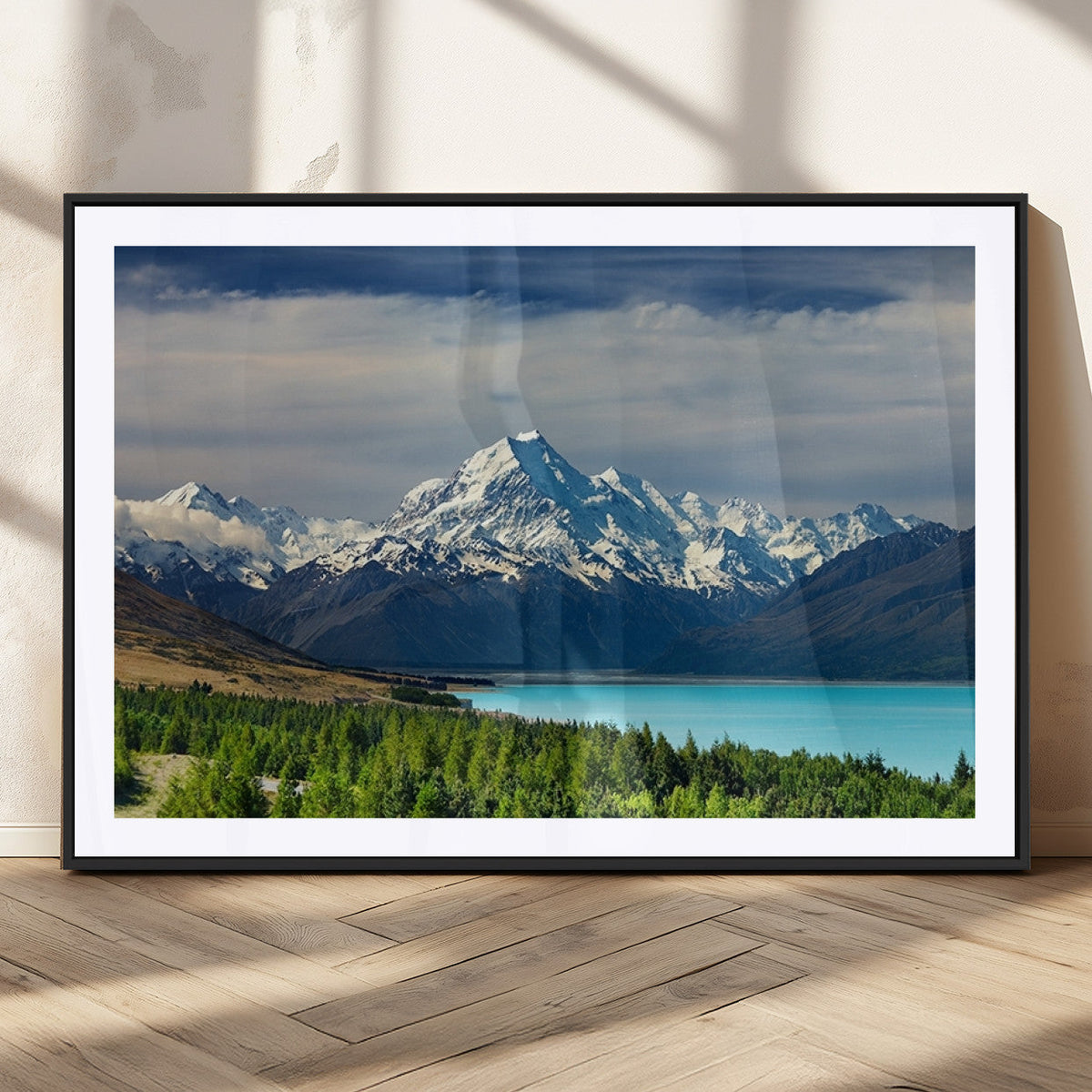 Mount Cook and Lake Pukaki Canvas Wall Art Print | Majestic Snow Capped Peaks