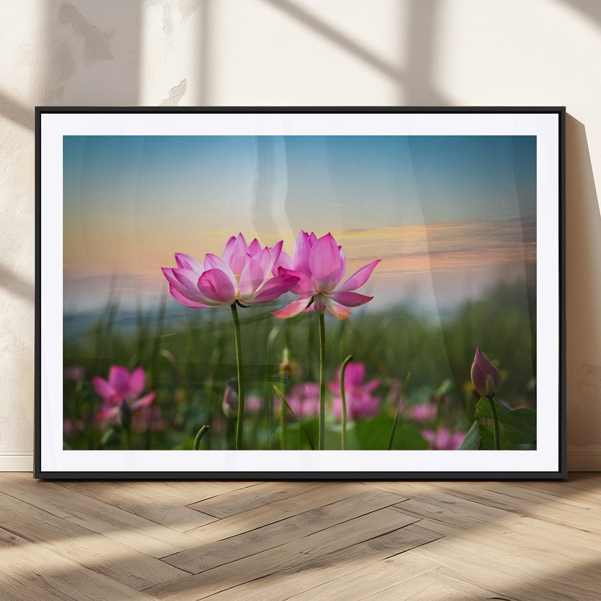 Pink Flower on the Mountain Canvas Print, Framed Pink Flower Canvas Wall Art