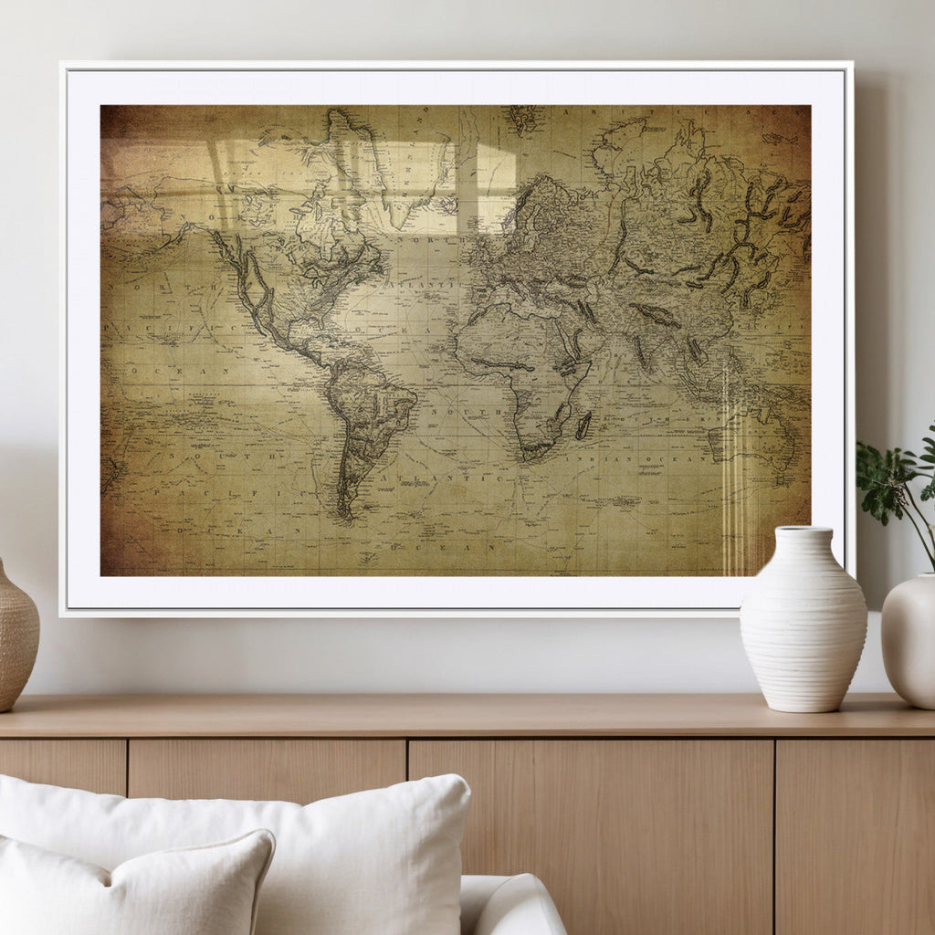 Push Pin World Map Canvas Print | Travel Tracker Wall Art