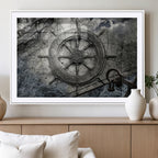 Ship Steering Wheel Vintage Wall Art Canvas Print