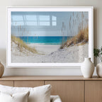 Serene Coastal Dune Path with Ocean View, 3-Panel Beach Canvas Wall Art