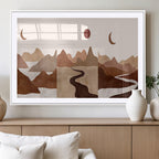 Boho Wall Art Canvas Print Set | Mid-Century Bohemian Wall Artwork, Boho Neutral
