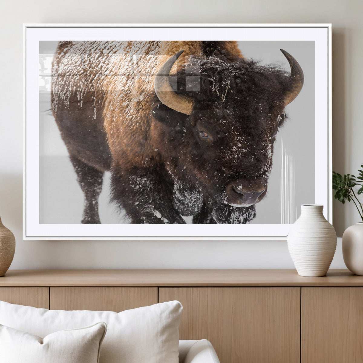 Bison Wall Art Canvas Print For Farmhouse, Wild Animal Wall Art