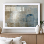 Abstract Blue and Beige Wall Art, Modern Minimalist Canvas Print Set