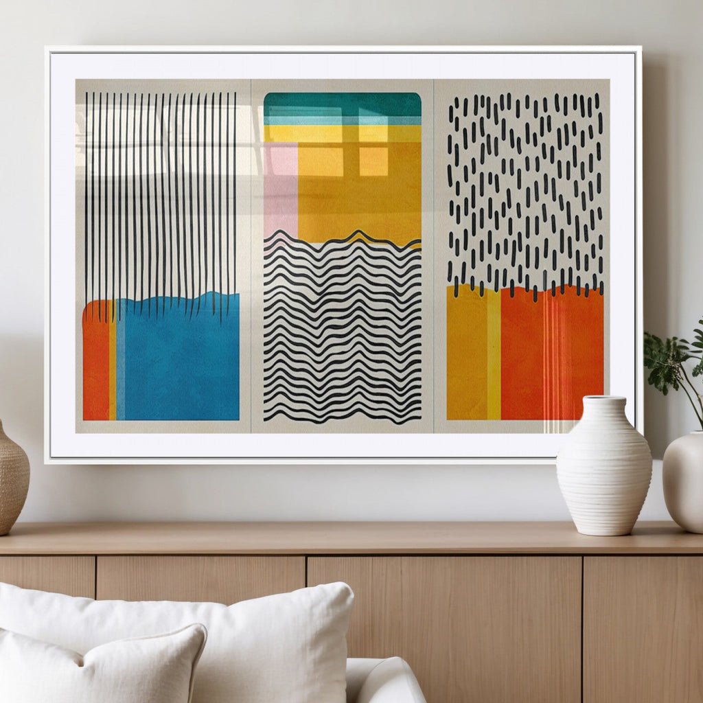 Canvas Print Wall Art Abstract Illustration Art Boho, Framed Abstract Boho Art