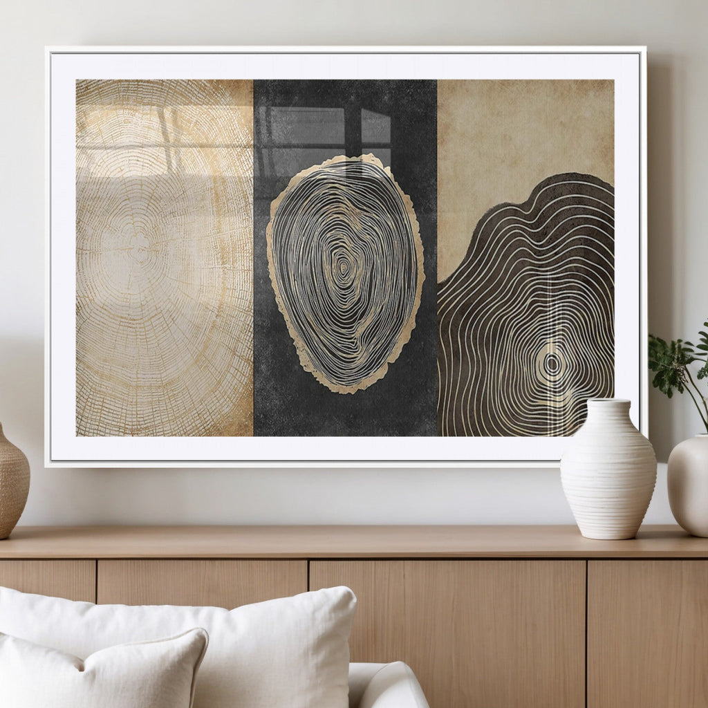 Tree Rings Canvas Wall Art Print, Minimalist Natural History in Modern Decor