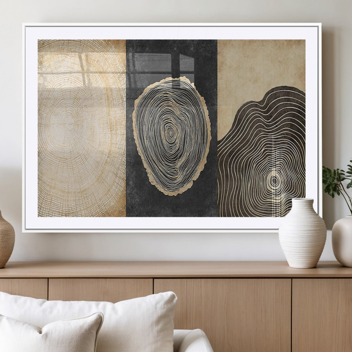 Tree Rings Canvas Wall Art Print, Minimalist Natural History in Modern Decor