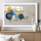 Geometric Blue Orange Abstract Wall Art Canvas, Geometric Blue Orange Canvas Print