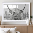 Rustic Charm, Cow Longhorn Black White Bighorn Wall Art