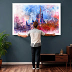 Disney Wall Art: Dreamy Watercolor Cinderella Castle Canvas Print