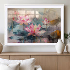 Lotus Flower Wall Art | 3 Panel Giclee Canvas Print of Pink Lotus Blossoms