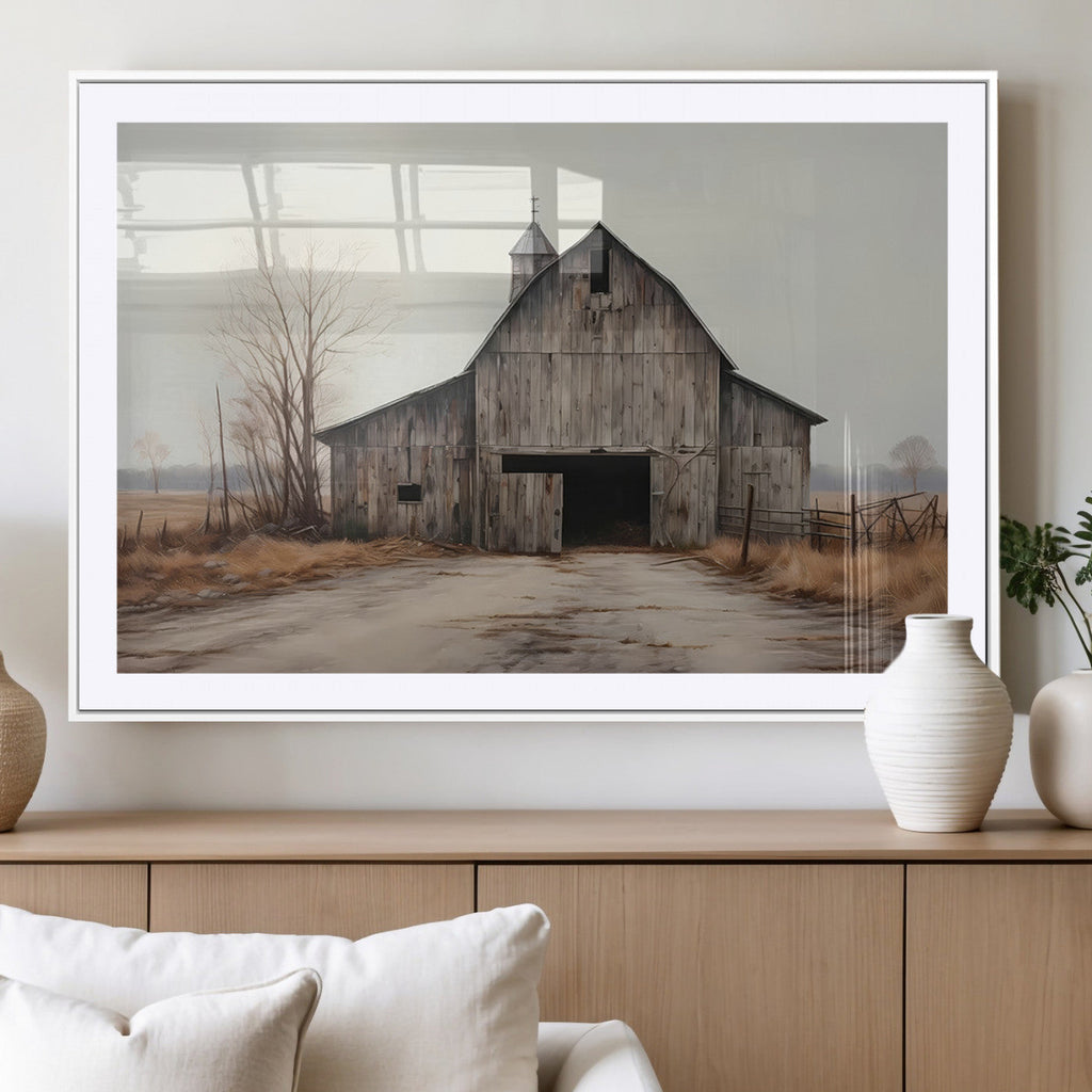 Farmhouse Rustic Barn Wall Art Canvas Print, Framed and Ready to Hang