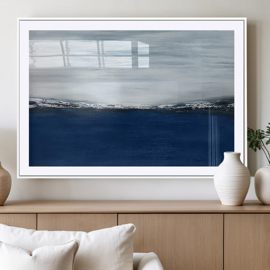Navy Blue Abstract Wall Art Canvas Print