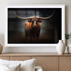 Abstract Texas Longhorn Wall Art Print | 3-Panel Large Texas Longhorn Canvas