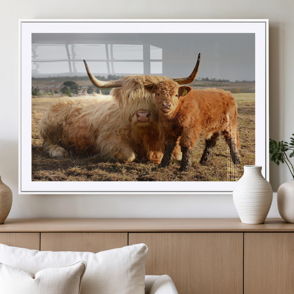 Highland Cow Canvas Wall Art Animal Print for Farm House Decor
