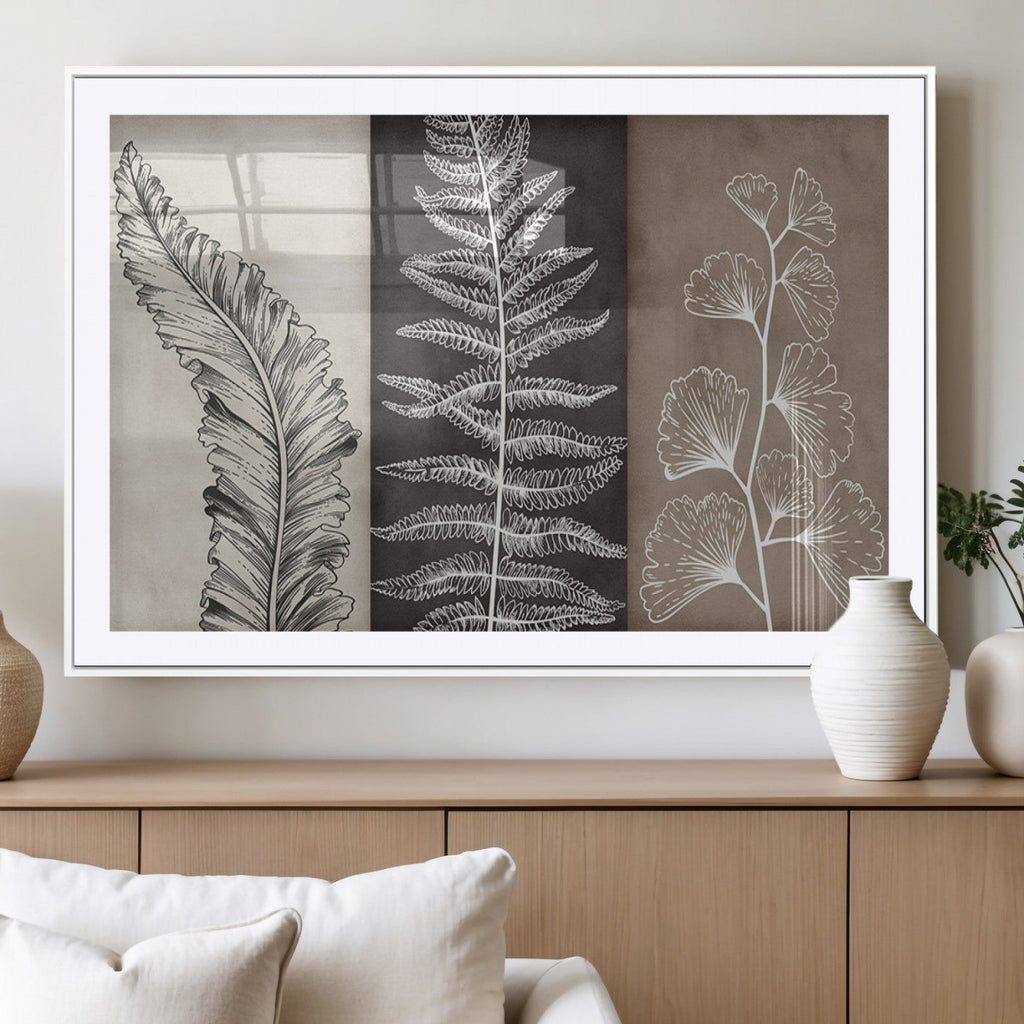 Minimalist Botanical Wall Art Canvas Print, Framed and Ready to Hang
