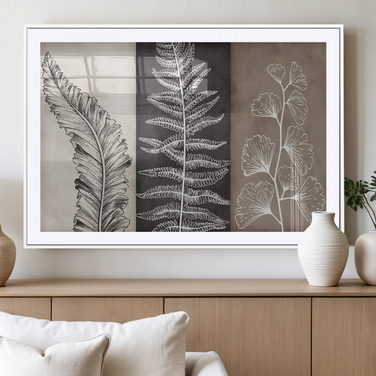Minimalist Botanical Wall Art Canvas Print, Framed and Ready to Hang