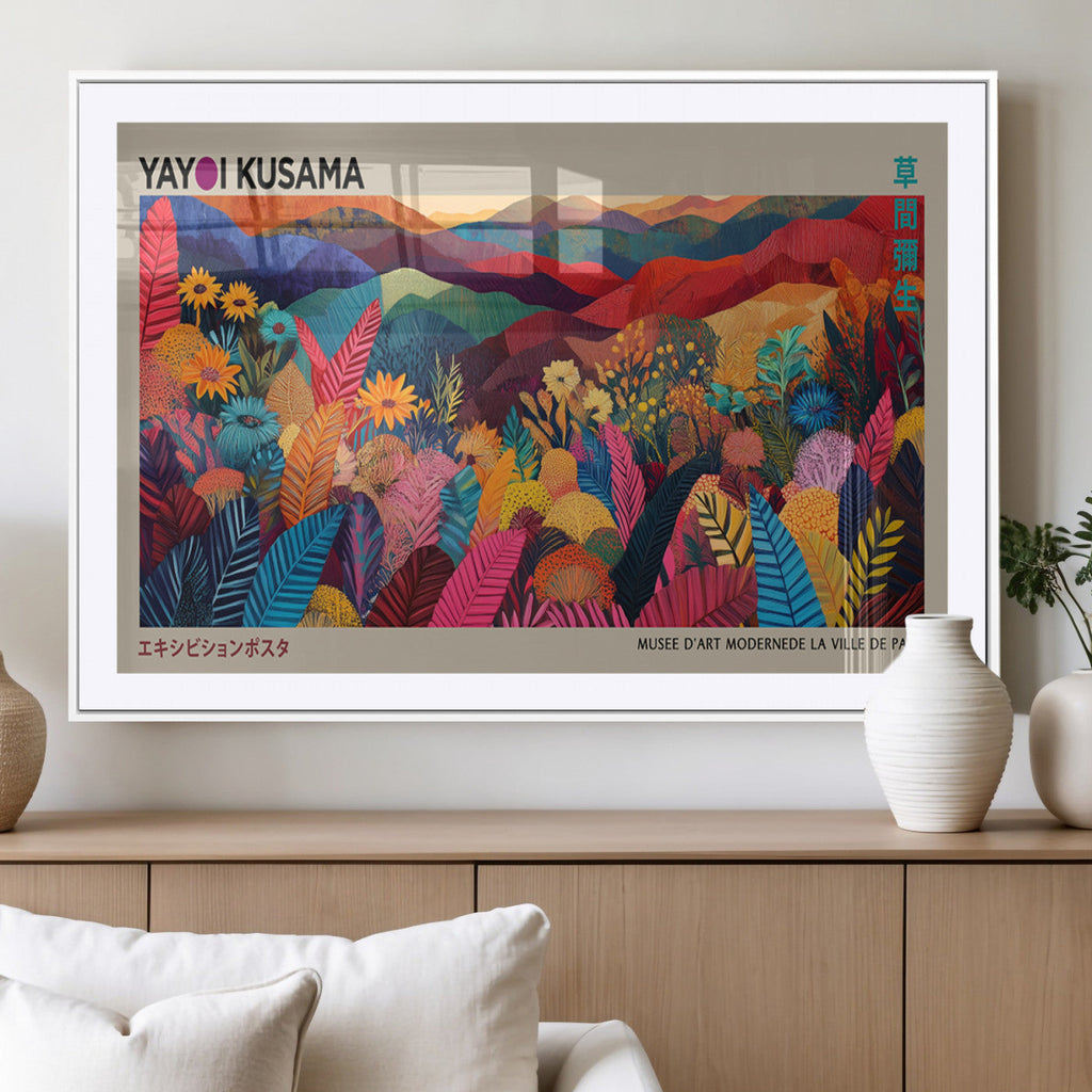 Yayoi Kusama Wall Art Canvas Print, Abstract Art, Large Framed Print, Japanese Wabi Sabi Wall Art