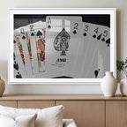 Poker Wall Art - Playing Cards Canvas Wall Art Print - Ace of Spades and Royal Flush Design