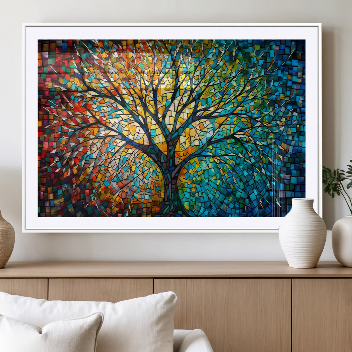 Yggdrasil Tree of Life Wall Art Print | Mosaic Style Canvas Wall Art
