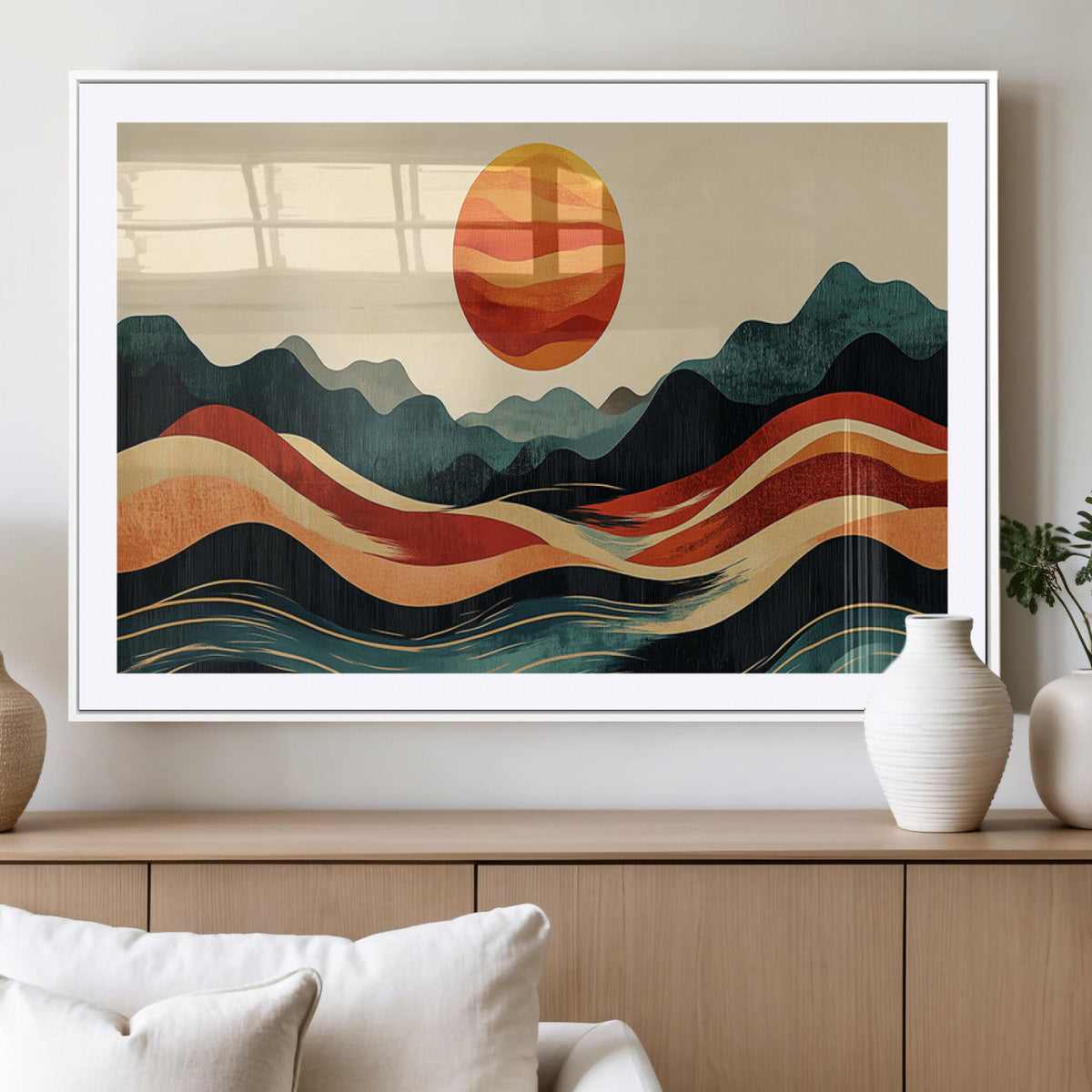 Mountain Triptych Wall Art Canvas Print | Western Boho Pine Tree Nature Print