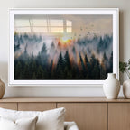 Abstract Forest Wall Art, Serene Nature Canvas Print with Misty Forest Design for Modern Home Decor