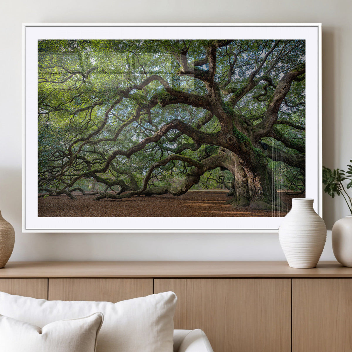 Historic Tree Wall Art | Framed Mossy Branch Canvas Artwork